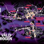 Kartan visar anmälda våldsbrott i Stockholms innerstad.